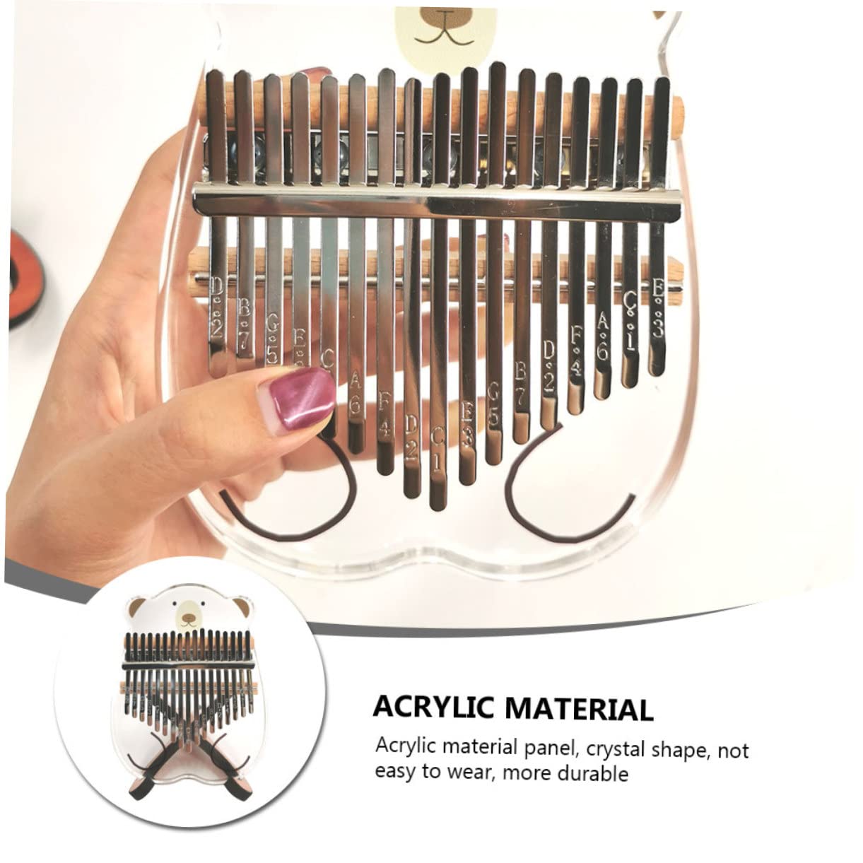 TOYANDONA 1pezzi Kalimba Animale Tasti Acrilico Con Design Orso Carino Strumento Musicale Facile Da Suonare Per Iniziare Per Amanti Della Musica