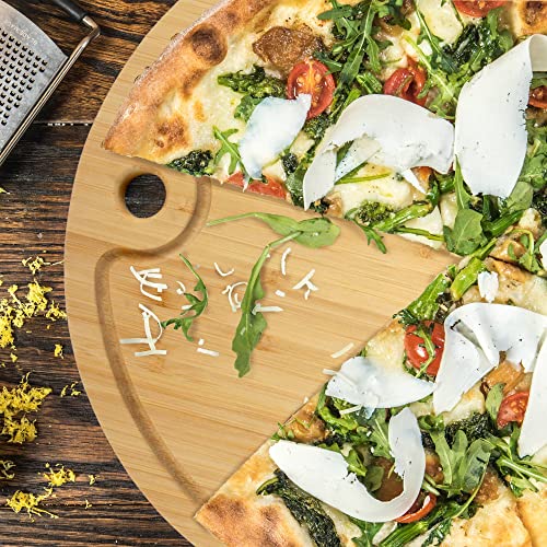 Bamboomn Bamboo Round Cutting And Serving Board, Charcuterie Board - 12" Diameter X 0.75" Thickness - 1 Piece #TOP5