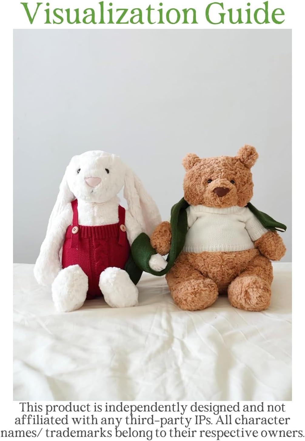 14inch Doll Clothes for Bartholomew Bear and Bashful Bunny,Teddybear Christmas Outfits,Clothes only Without Doll (4pc Includes 1 Doll Santa hat, 1 Scarf, 1 Jumpsuit ,1sweater )