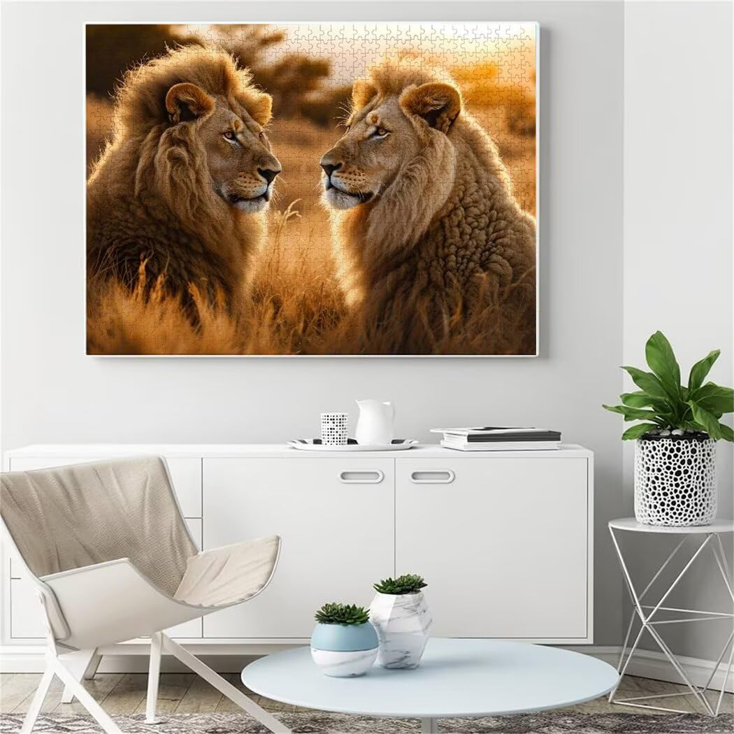 Puzzle 4000 Teile Löwe Puzzle Erwachsene, Holzpuzzle Erwachsene Puzzelmatten, Mehrfarbig Holzpuzzle, Klassische Puzzles Wiese Wooden Jigsaw, Geschicklichkeitsspiel für die Ganze Familie, Dekor S-411