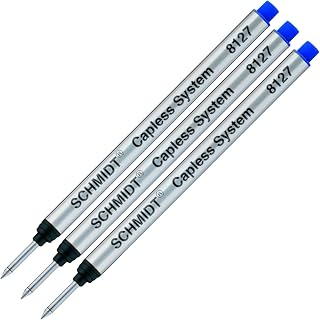 Pack of 3 - Schmidt 8127 S Capless System Rollerball Refill Blue Ink Medium Tip