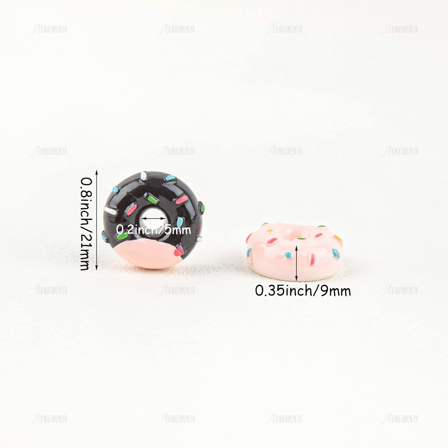 AUEAR Resin Donuts Figurines - Cute Flat Back Donut Ornaments & Charms for DIY Making Handicraft Accessories