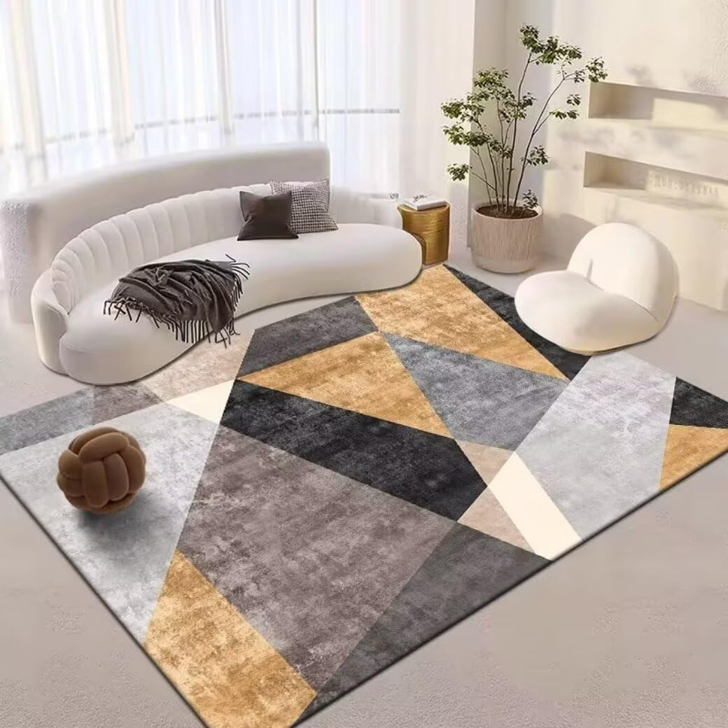 Tapis salon poil ras lavable antidérapant jaune pour moquette grande taille cuisine