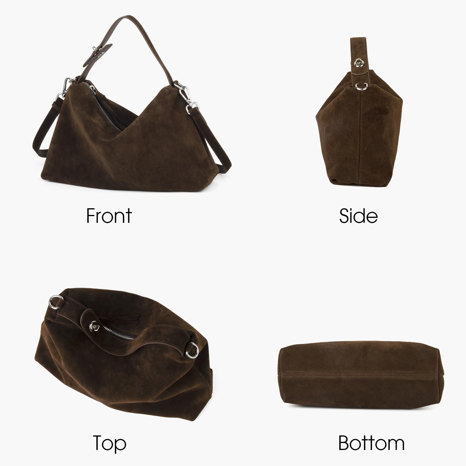 DONNAIN Borsa a tracolla in pelle scamosciata di alta qualità da donna, borsa a tracolla morbida in pelle scamosciata con regolabile e borsa tote