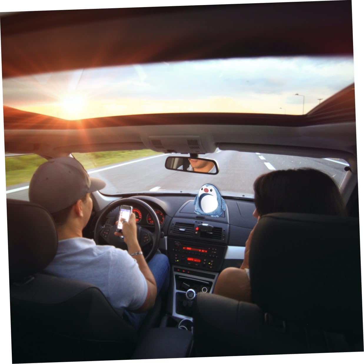 Penguin Shaped Backseat Observation Mirror for Car Seats, Safety Rearview Mirror for Blind Spot Monitoring, Wide View Car Seat Accessory