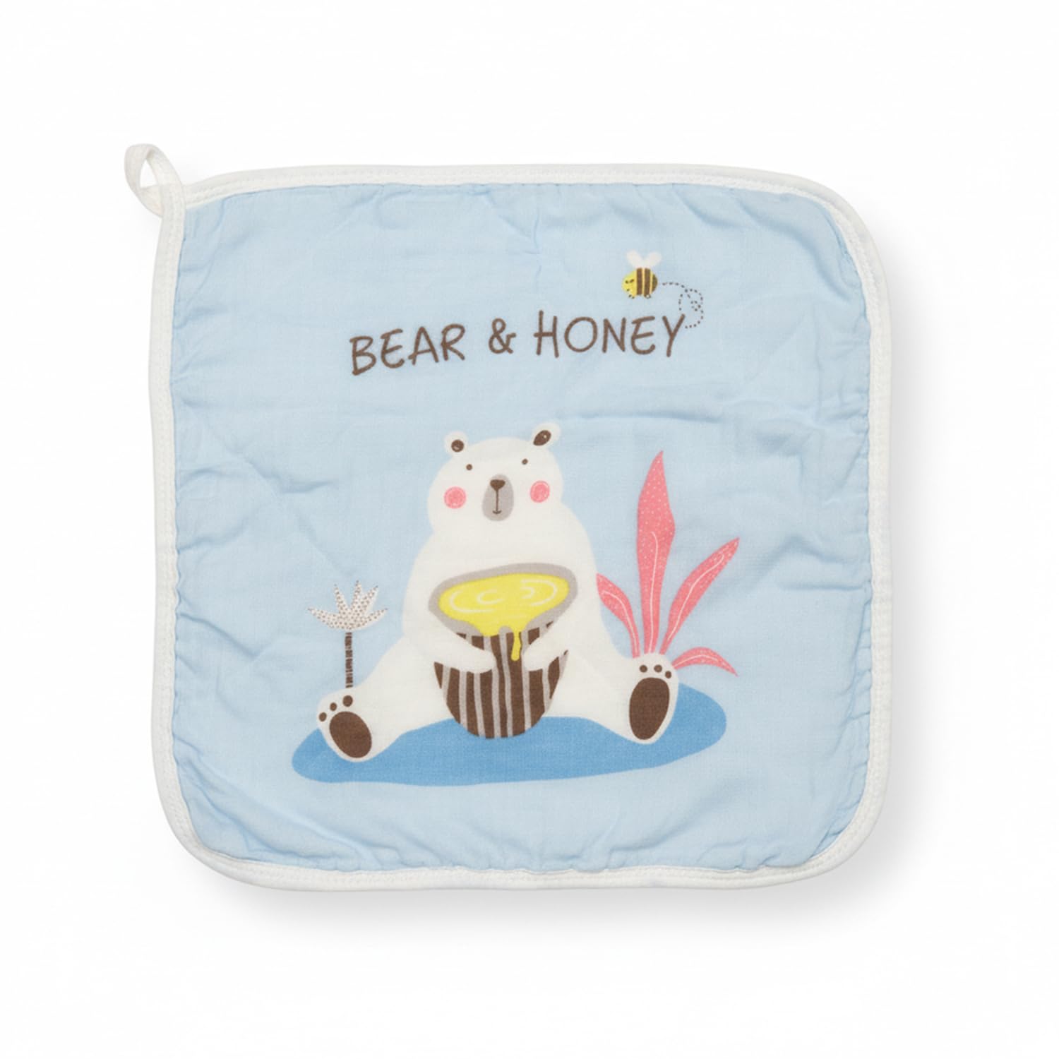 BabyMoo Animal Appetites Pack of 5 Soft Hankies Multipurpose Wash Cloth Muslin Napkin - Blue-image-19
