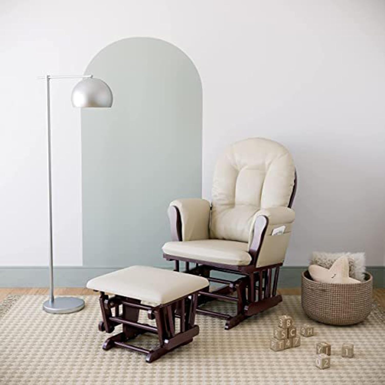 Glider Rocker Replacement Cushions, 5 PCS Soft Velvet Replacement Cushions for Glider Rocker with Storage Washable Non Slip for Glider Rocking Chair (Color : Pink)