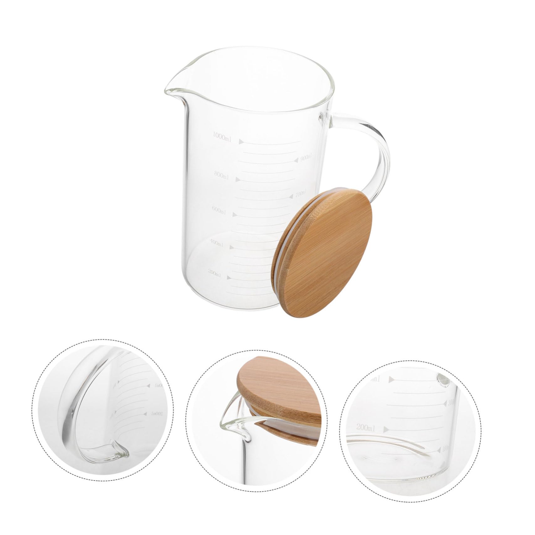 COLLBATH Pichet Mesures Claires Doseur en Verre 1000ml avec Couvercle et Poignée Design Élégant pour Usage Quotidien et Réception des Invités