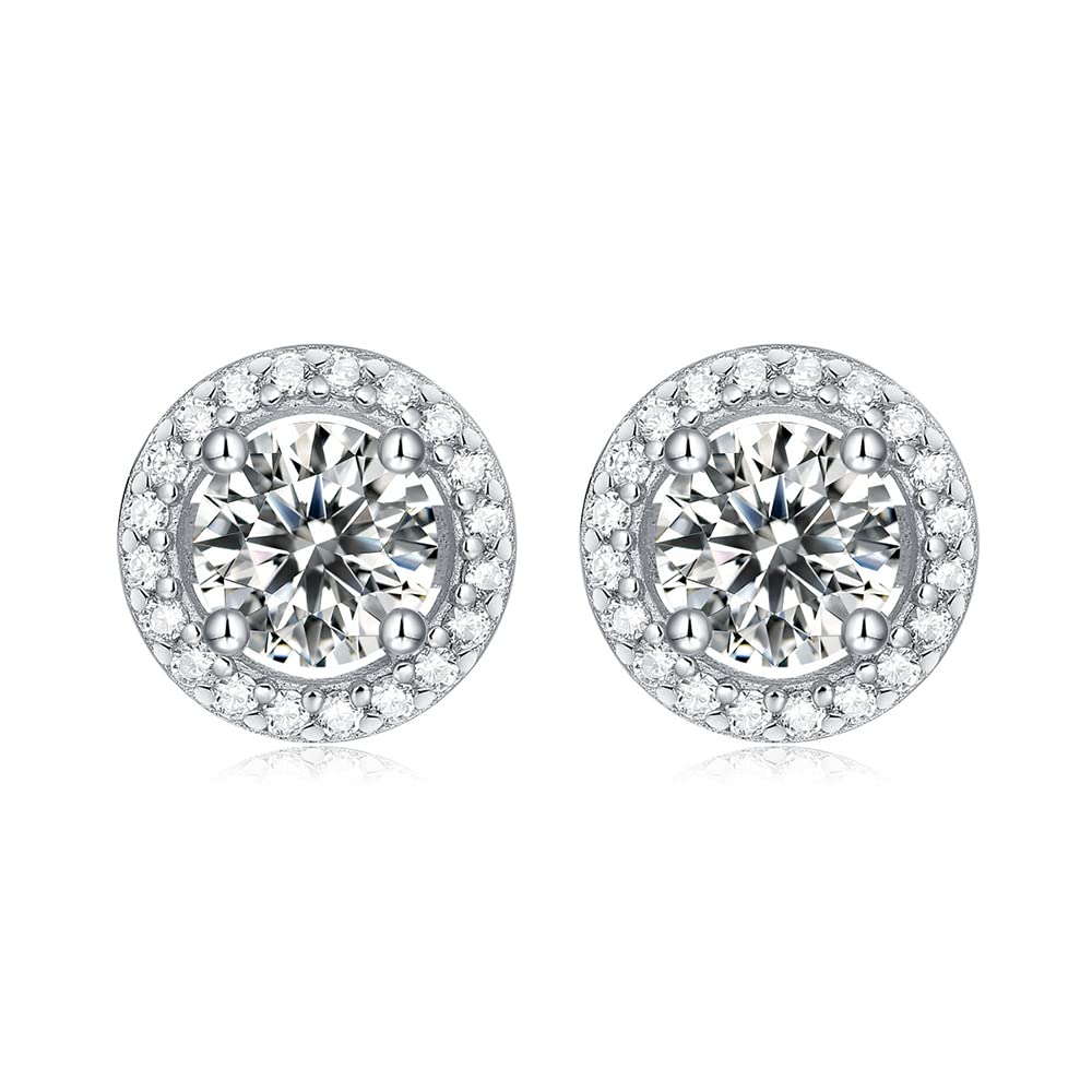 Moissanite boucles d'oreilles argent anti-allergie puces