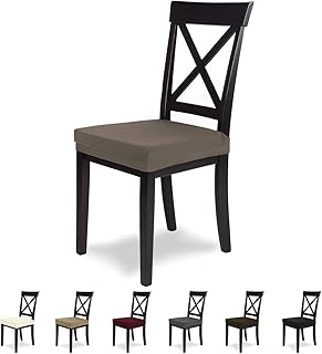 SCHEFFLER-Home MIA Microfibra 6 Fundas para Asiento de sillas, Estirable Cubiertas, Funda con Banda elástica, Topo