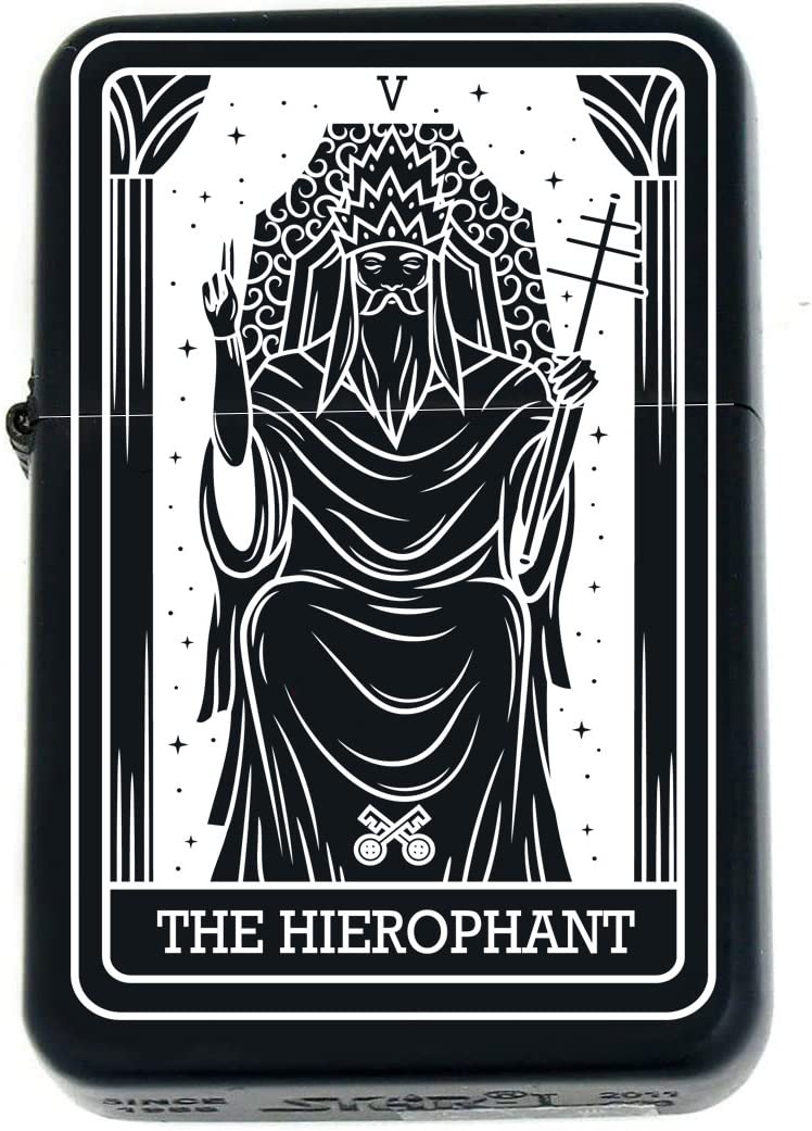 Custom Tarot Card - 24 Major Arcana Cards Available Laser Engraved Unique Collectible s Infinity Black Matt Windproof Lighters! (The-Hierophant) -