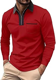 Trendy Athletic 1/4 Zip Polo: Long Sleeve Dry Fit Moisture Wicking Golf Shirt