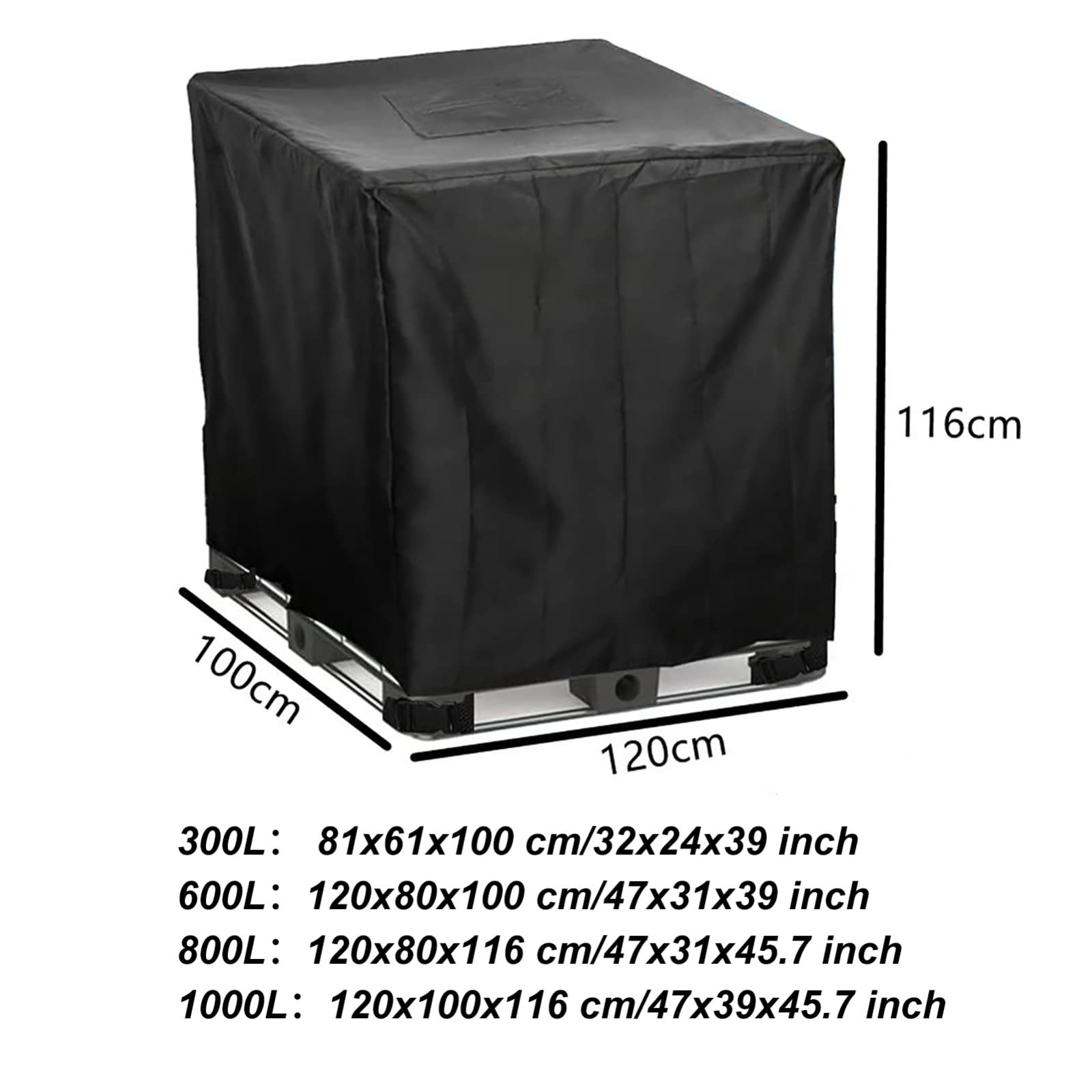 IBC - Cubierta protectora para depósito de agua de 300 L/600 L/800 L/1000 L, resistente a los rayos UV y al polvo, cubierta impermeable para tanque de almacenamiento IBC, protección duradera para