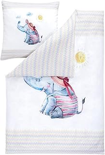 ESTELLA Pościel Willy | Multicolor | 135 x 200 + 80 x 80 cm | Mako-satyna z jedwabistym połyskiem | można suszyć w suszarce | pościel dziecięca | 100% bawełna