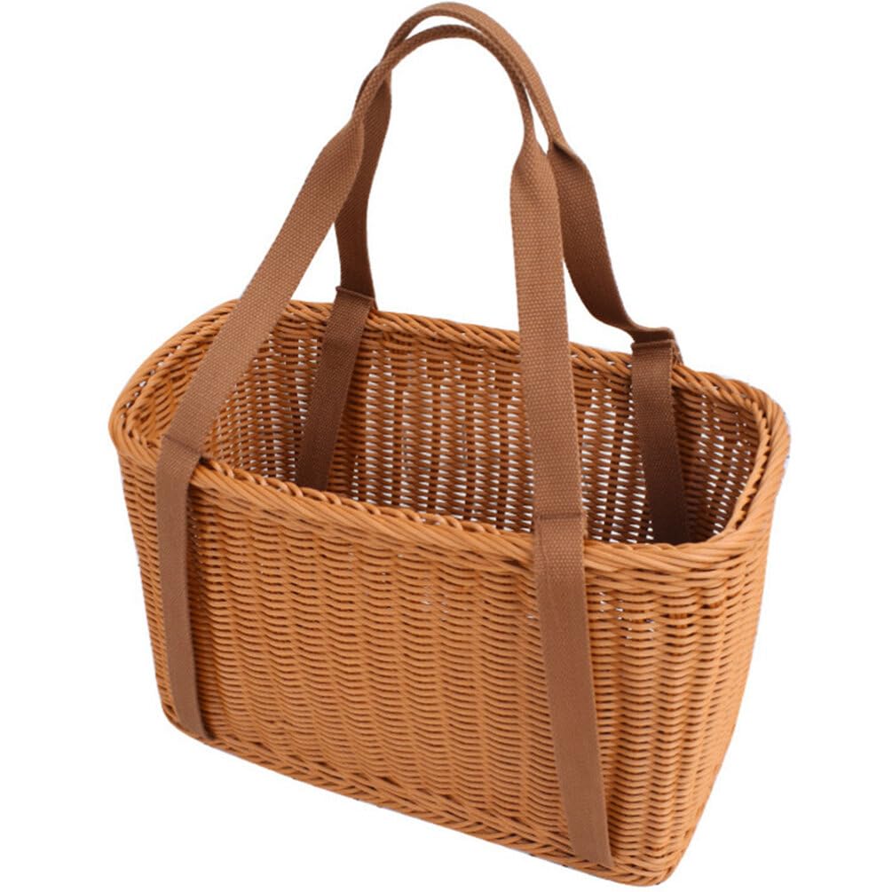 STOBAZA Food Basket Handmade Container Woven Grocery Basket for Shopping Delicate Storage Holder