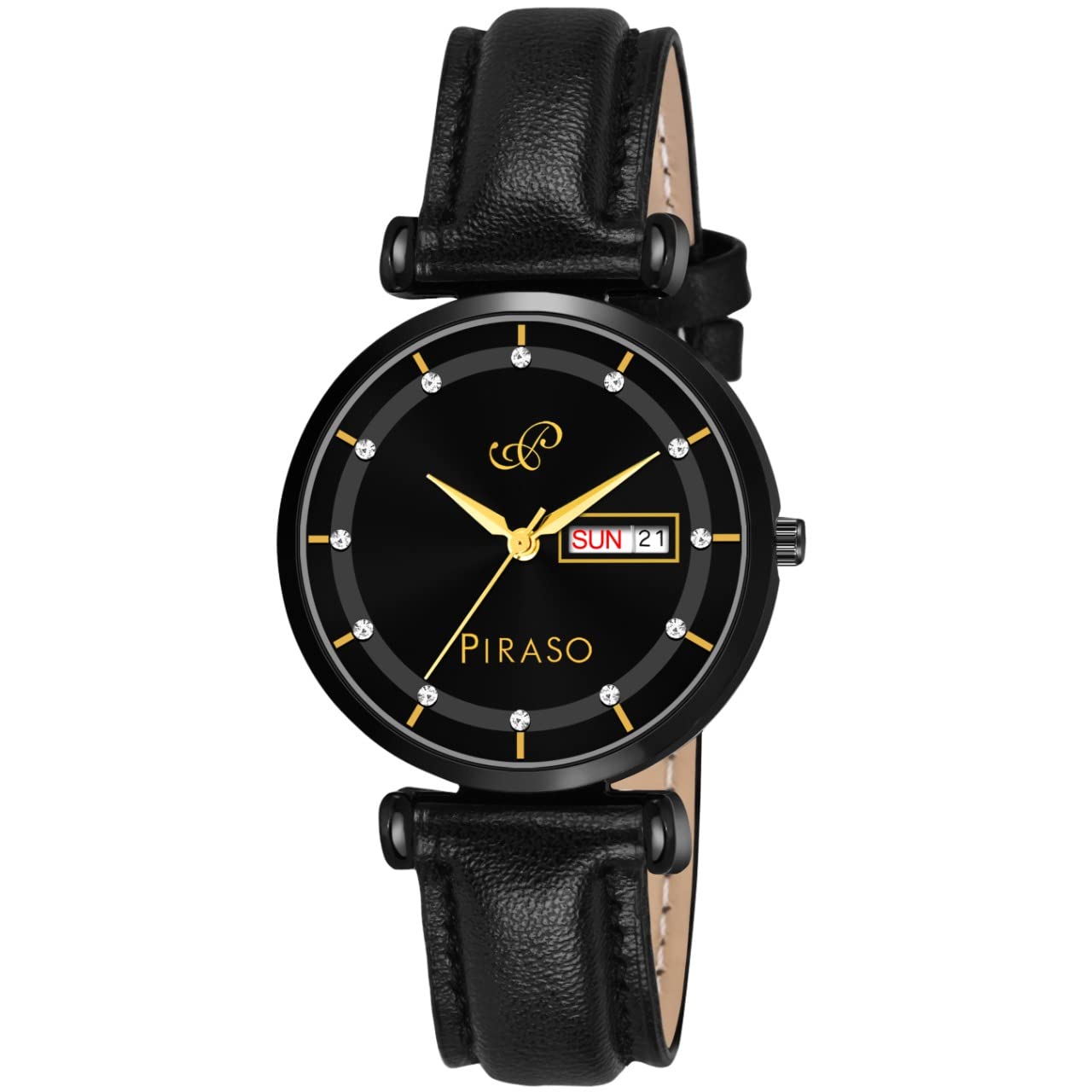 PIRASO Black Dial & Black Strap with Day&Date Display Working Watch for Women&Girl Analog Watch - for Women (B0BJVH3WW2) Amazon Price History, Amazon Price Tracker