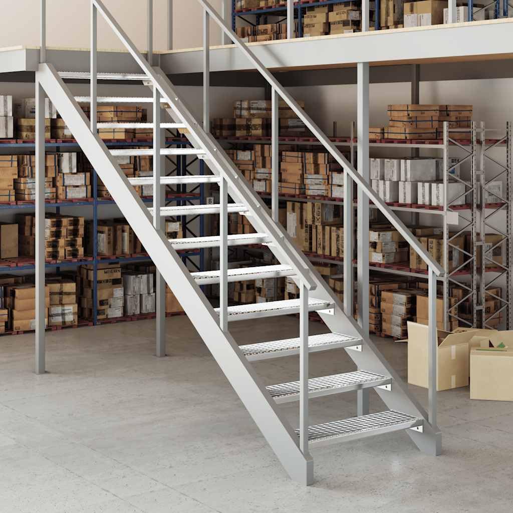Griglia zincata 60 x 24 x 7 cm come singolo gradino in acciaio antiscivolo per interni ed esterni