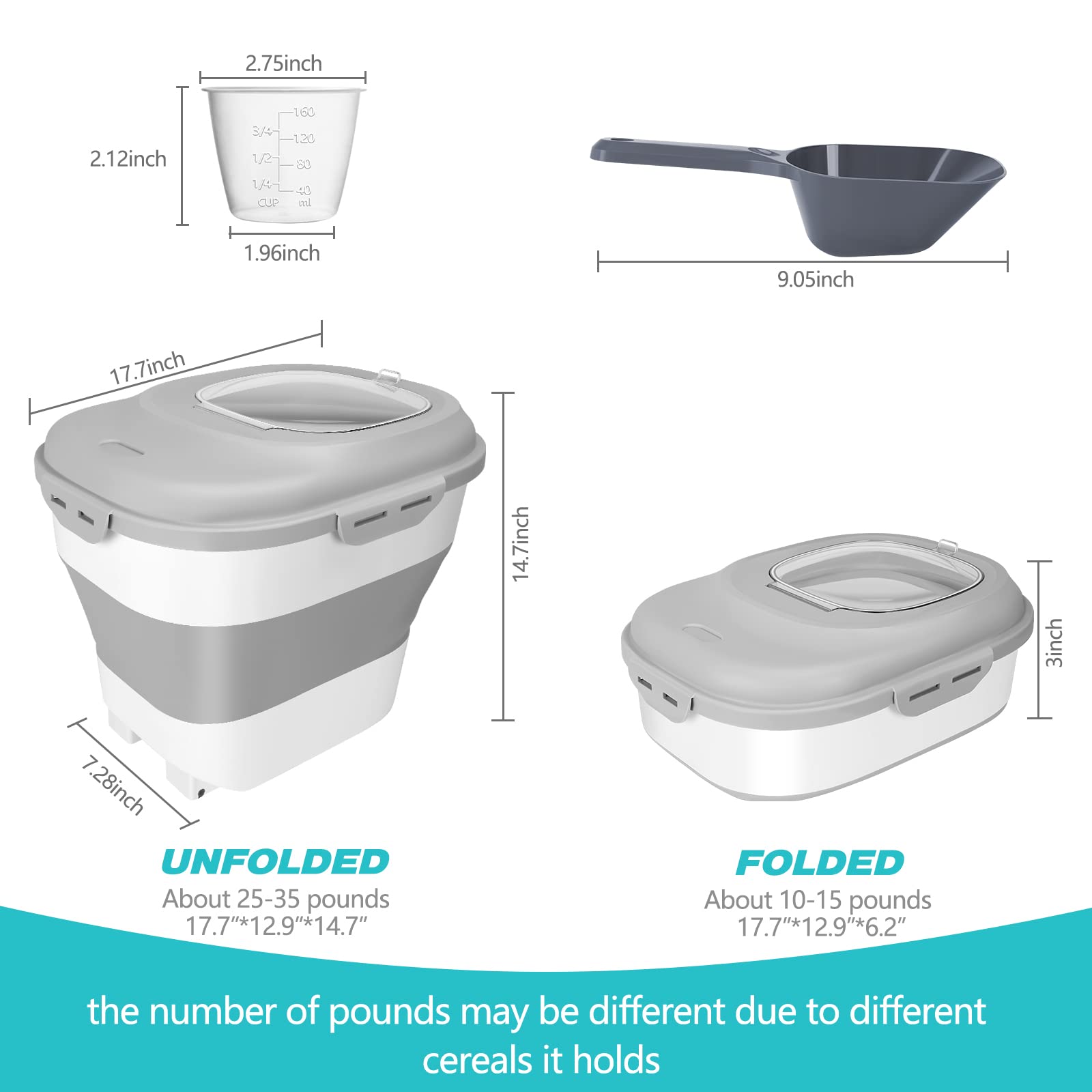 YECERCAN Dog Food Storage Container, 30lb50lb Large Collapsible Pet