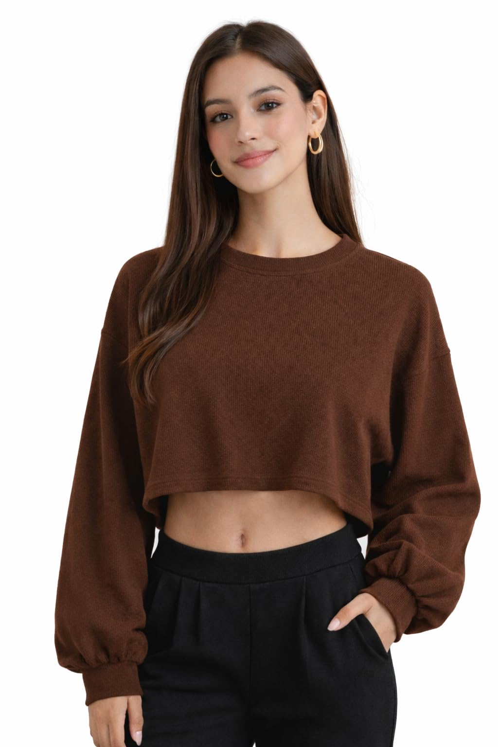 toochki Tops for Women Long Crop Top for Women's Tank Activewear Tee Sports Casual Round Neck Cotton Camisole Sleeves Full-picture-22
