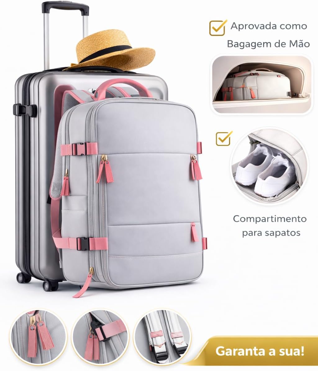 Mochila Viagem Avião Viral Elegante Low Cost Compartimento para Sapatos para Notebook para Objetos Úmidos Saída USB Mochila Viagem Avião Viral Elegante Low Cost Compartimento para Sapatos para Notebook para Objetos Úmidos Saída USB