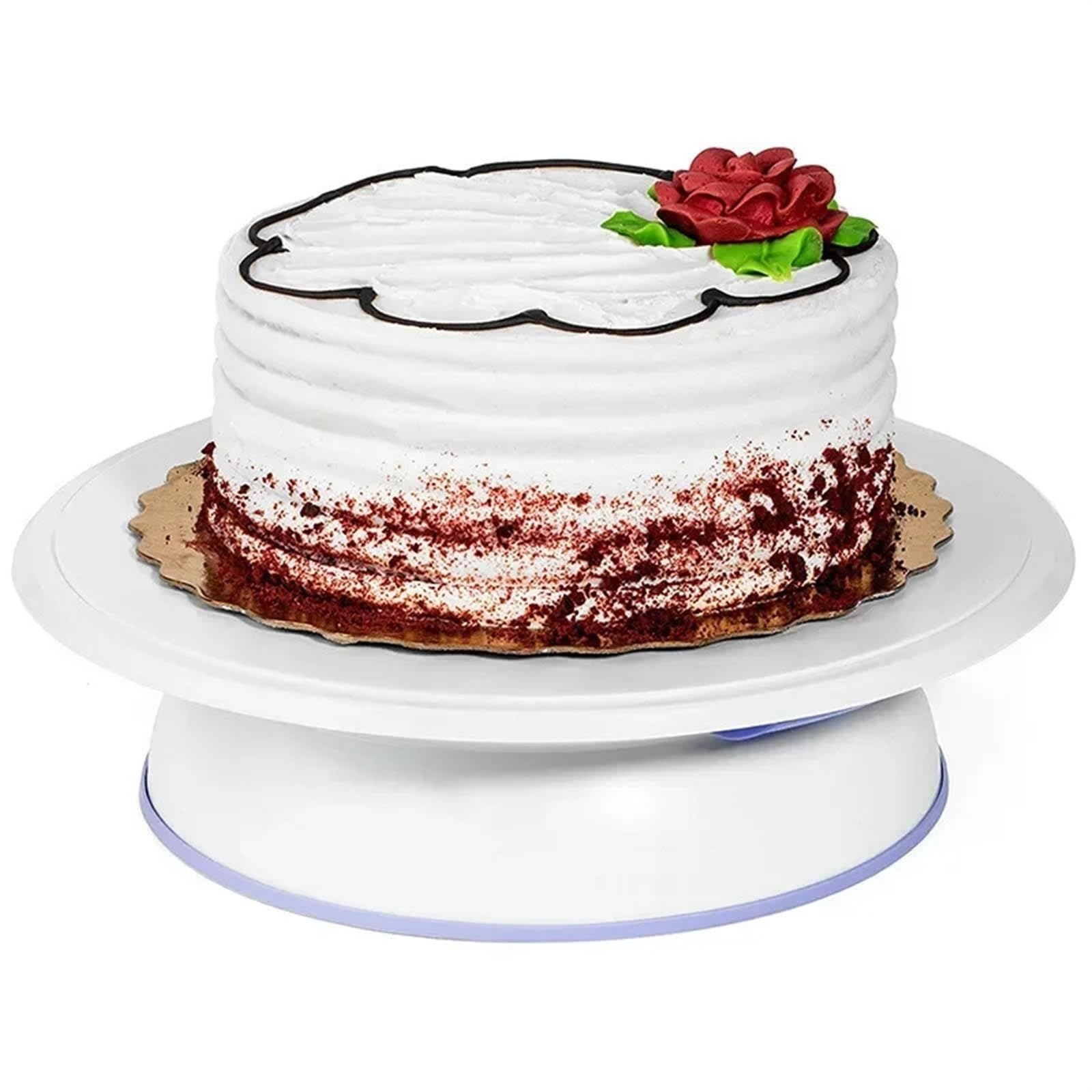 Tocadiscos giratorio para tartas, soporte de plástico antideslizante para tartas y bricolaje, plato redondo para tartas para fácil detección de pasteles, herramienta de cocina