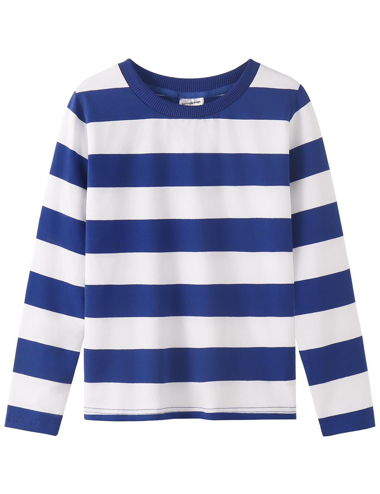 Spring&Gege Camiseta de Manga Corta a Rayas con Cuello Redondo para niño