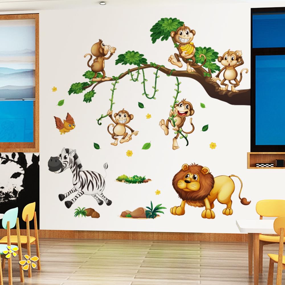 Animal Wall Decals Forest Animals Wall Stickers - Peel & Stick Monkey ...