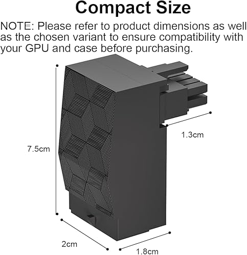 Miniatura 6 de 12VHPWR Adaptador de 90 grados Conector de alimentación GPU de 16 pines 600W Pcie5.0 Adaptador de corriente de ángulo recto para tarjeta gráfica GPU