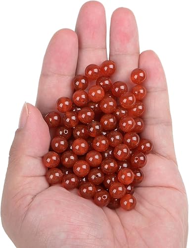 Miniatura 233 de Bymitel - 140 cuentas de cristal natural, piedras preciosas redondas energéticas y curativas sueltas con cordón elástico para hacer joyas, pulseras