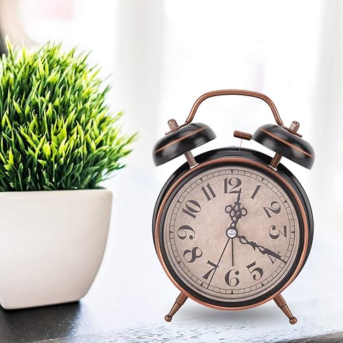 Miniatura 5 de Boquite Old Fashioned Alarm Clock, Retro Mechanical Alarm Clock with Night Light (Black)