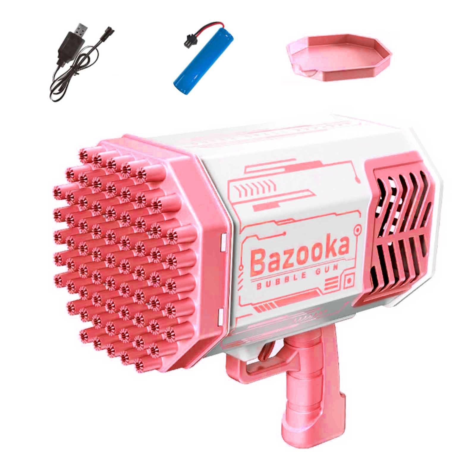 Children's Bubble Machine, 69-hole Bazo-oka Shaped Automatic Bubble Machine, Bubble Machine Artifact with LED Light, Suitable for Children, Yard, Party, Ergonomic Handle, Light and Comfortable