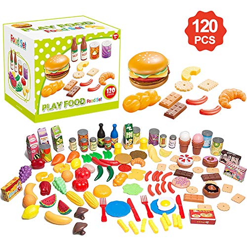 Lantch Play Food Toy Kitchen Accessories Set for Kids- 120 Piece Educational Pretend