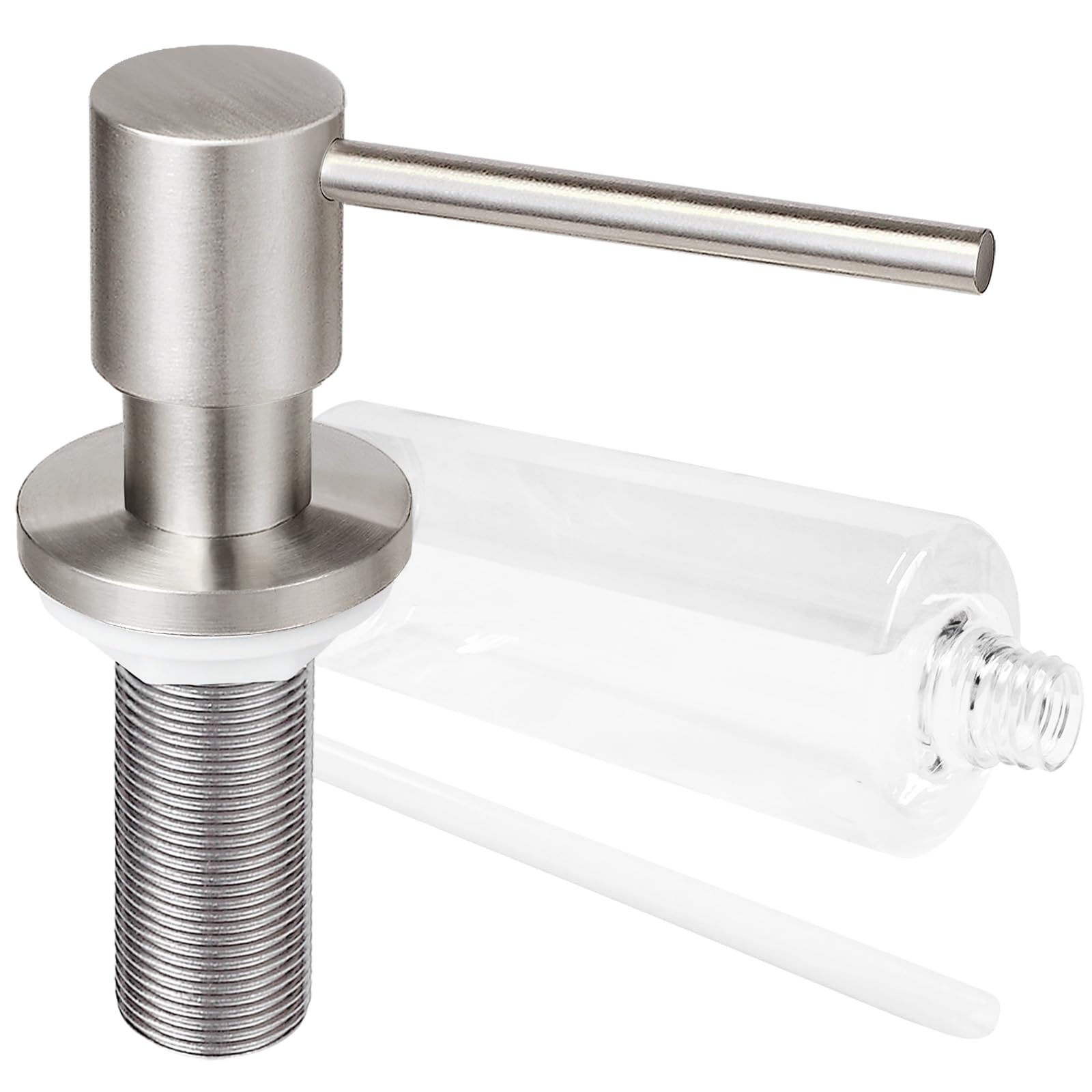 EADOT Deck Mounted Brass Kitchen Sink Soap Dispenser or Lotion Dispenser with 17OZ Above The Sink Refillable Bottle(Brushed Nickel)