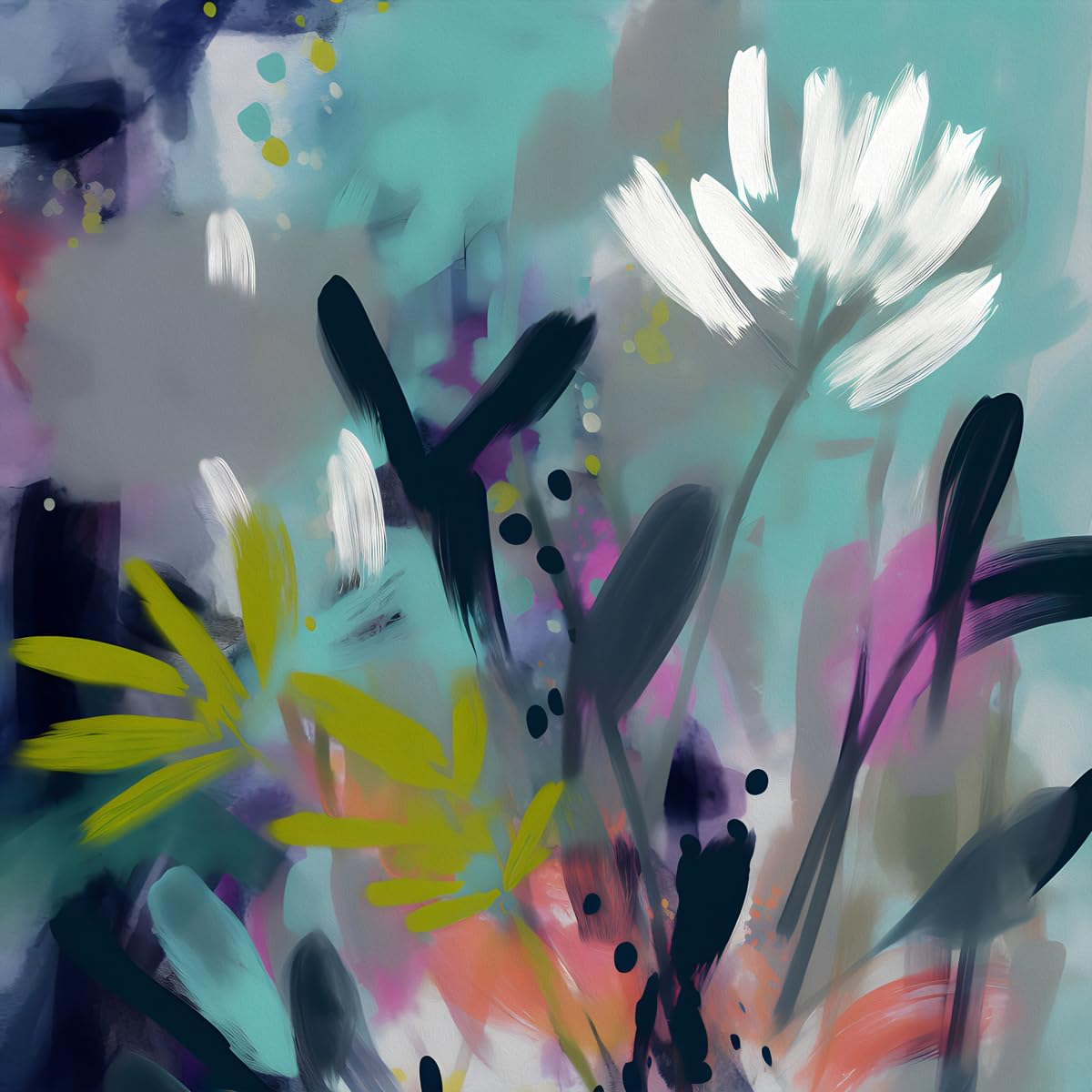 Artemyst Eternal Serenity: 'Still Greenery' Art Collection (Multi, 50 x 50 cm, Stretch Canvas)