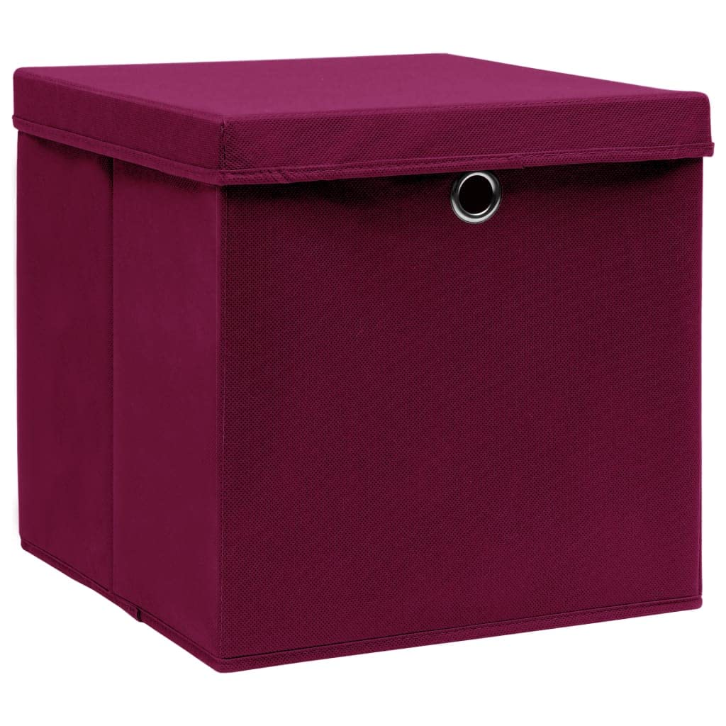 Aufbewahrungsboxen mit Deckeln 4 STK. 28x28x28 cm Dunkelrot Aufbewahrungskiste,Organizer Box, für Würfelregal, Faltbox, Kleideraufbewahrung