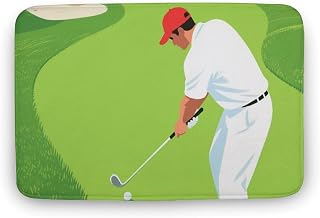 Golf Course Floor Mat Soft Coral Fleece Doormat 19.7"x31.5", Quick-Dry Area Rugs Non-Slip Absorbent Bath Rug for Bathroom, Kitchen, Vanity