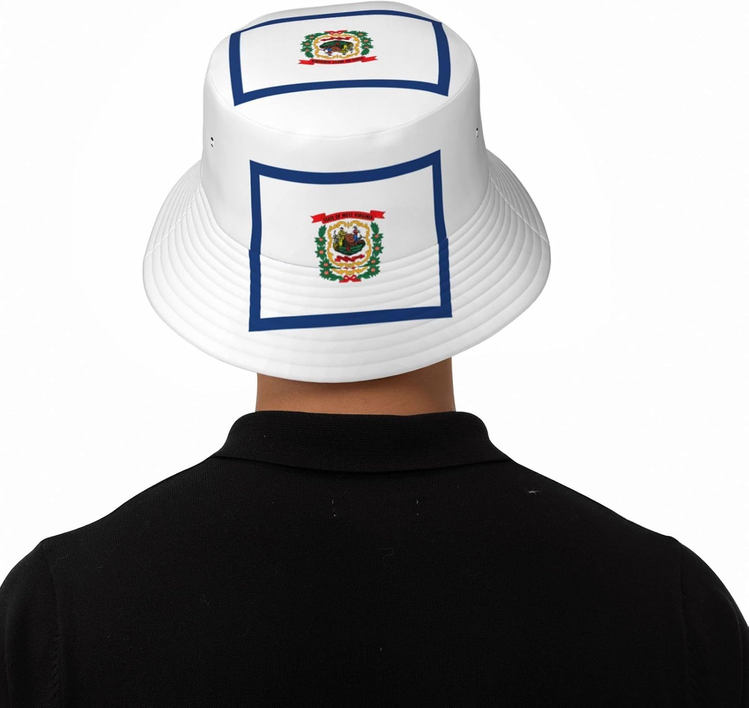 West Virginia State Flag Print Winter Bucket Hat Packable Unisex Sun Hat Summer Travel Beach Fishing Cap for Men Women Black