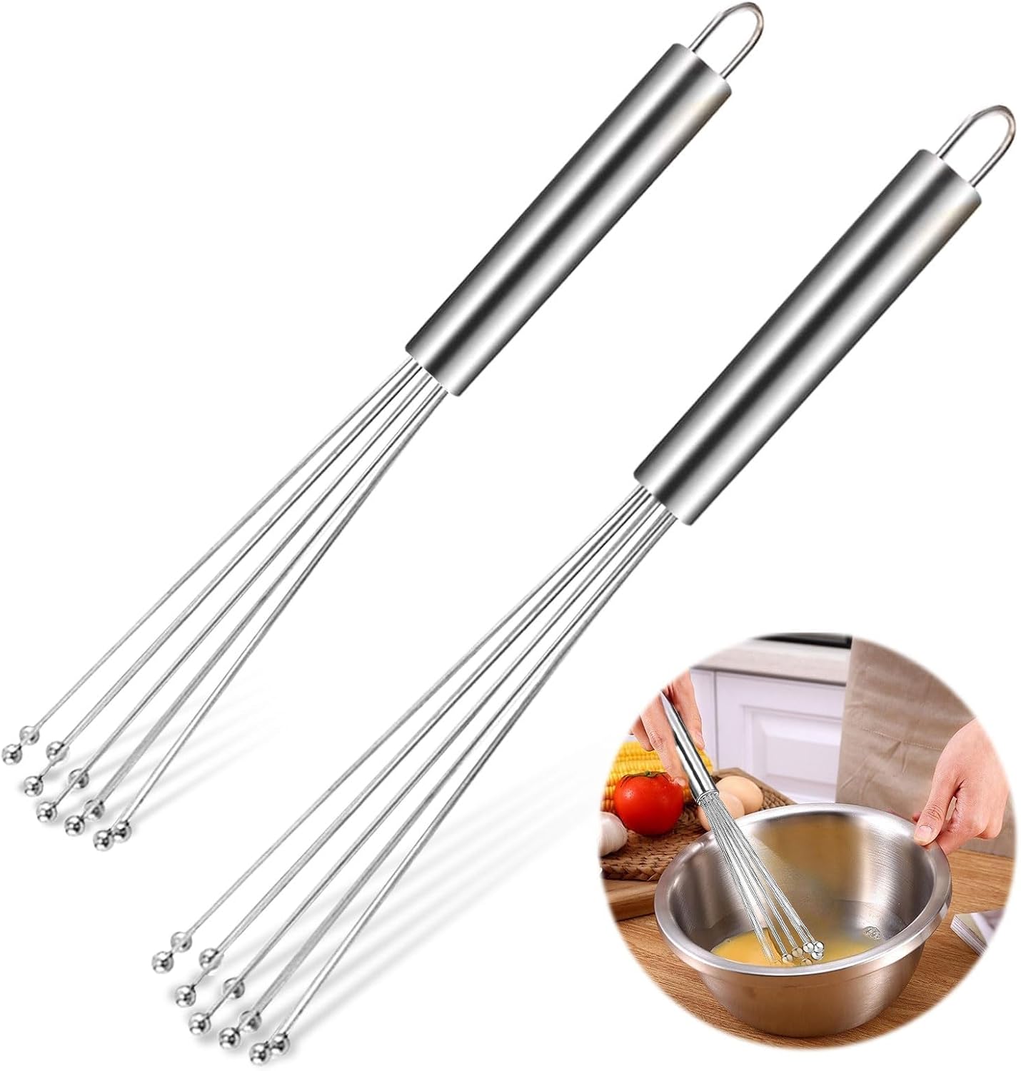 Set of 2 Whisks Small Whisk Set Whisk Kitchen Whisk Stainless Steel