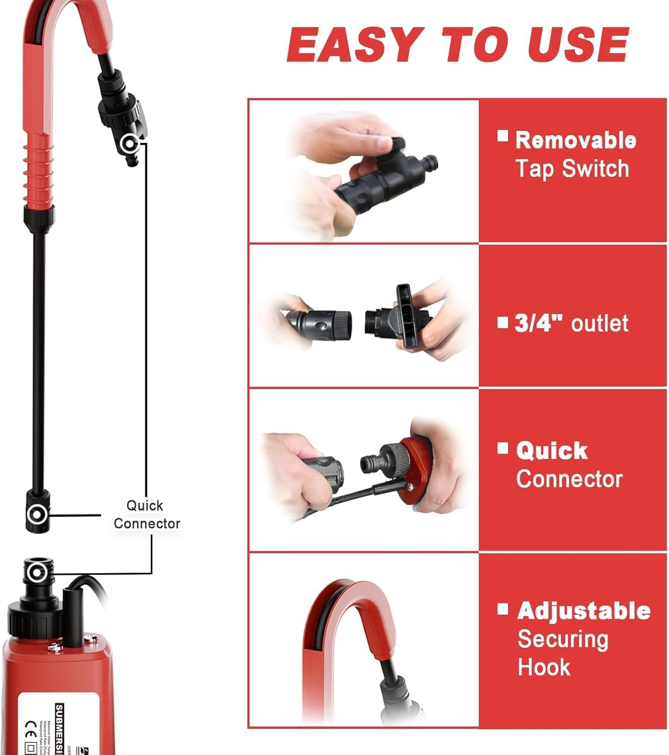 Cordless Water Transfer Pump Compatible with Milwaukee 18V Battery(Tool Only), 475GPH Portable Rain Barrel Pump W/8.5ft Garden Hose, Electric Submersible Utility Sump Pump for Pond Tank Barrel Pool