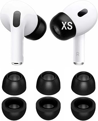 Memory Foam Tips Compatible with AirPods Pro 2nd gen. and 1st gen, No Silicone Eartips Pain. Anti-Slip Eartips, Slow Rebound Sponge AirPod Pro Ear Tip,3 Pairs XS Size, Foam Black XS