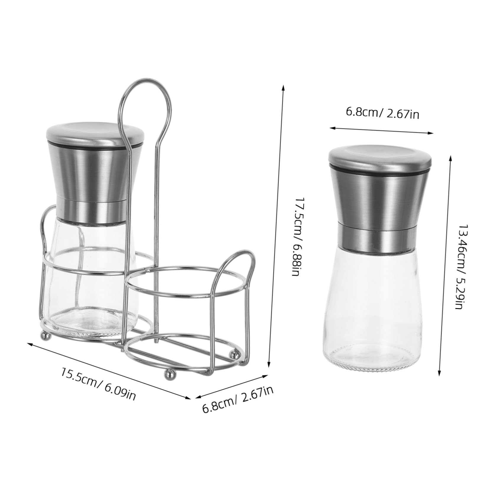 Zerodeko Manuelle Pfeffer Salzmühle Set Edelstahl Gewürzmühle mit Verstellbarem Mahlgrad Kompakter Tragbarer Gewürzgrinder für Salz Pfeffer Gewürze Nachfüllbar für Küche und Outdoor