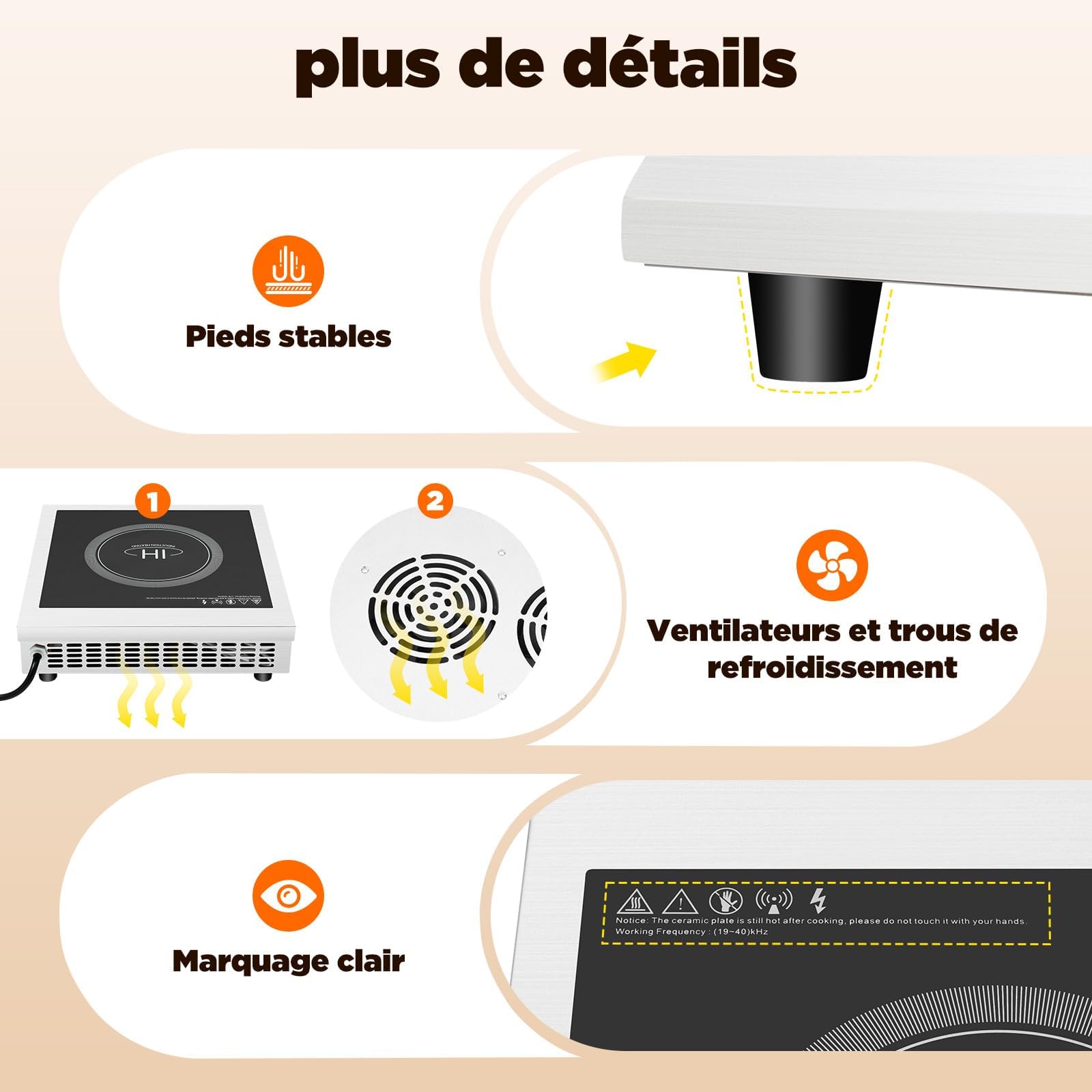 Plaque induction portable 3500W, plaque induction 1 feu 11 niveaux | Chauffage puissant et réglable pour une cuisson rapide, adaptée aux repas quotidiens comme aux cuisines à forte utilisation.