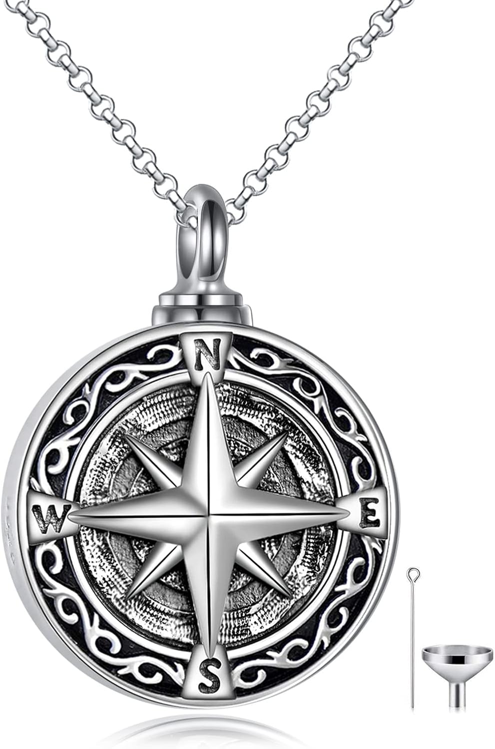 Compass Locket Necklace Holds Pictures Photo Keep Someone Near to You Custom Jewelry Personalized Locket Necklace for Men Women Boyfriend Son Adjustable Chain