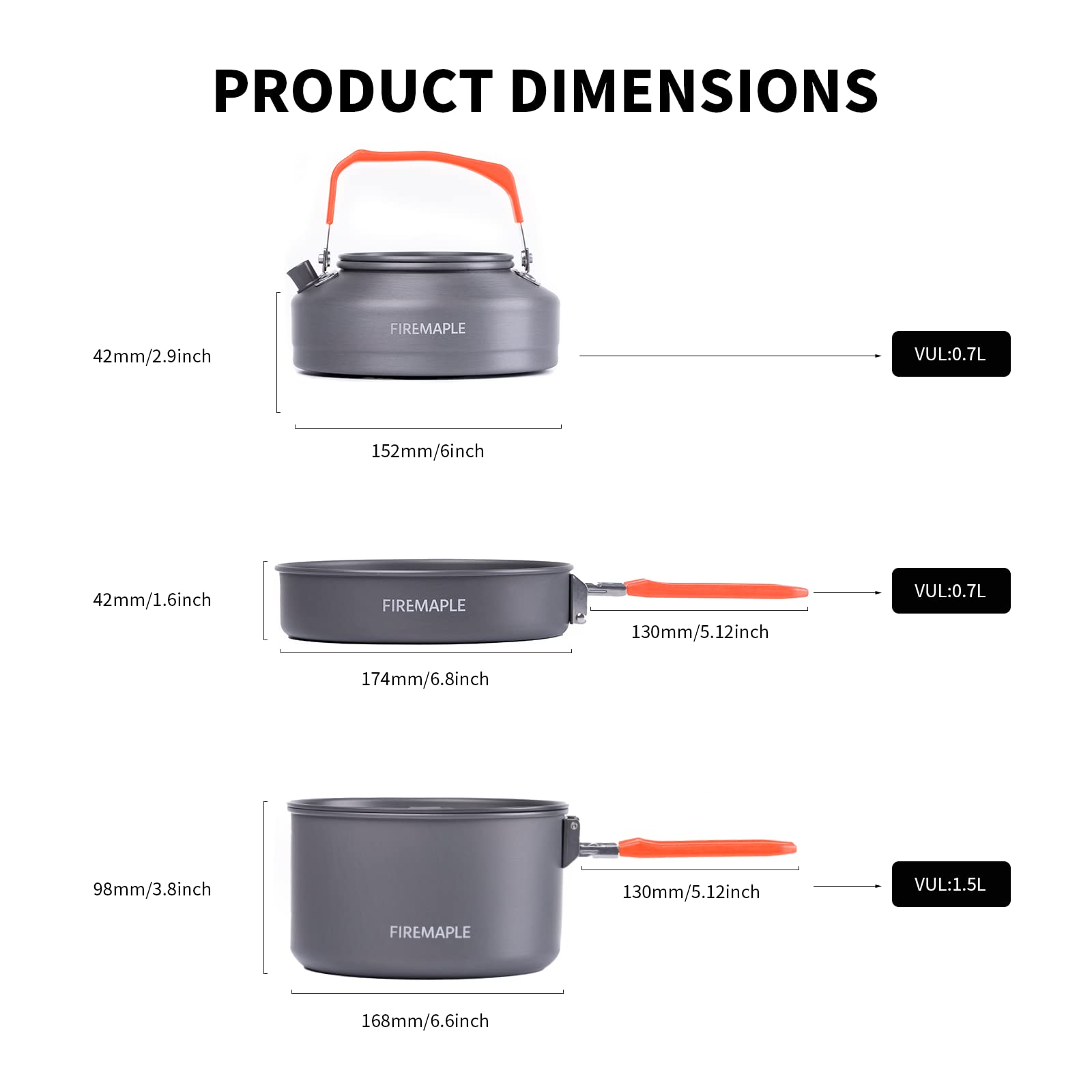 Fire-Maple Feast 2 Camping Kochgeschirr Set Outdoor-Kochset mit Topf, Wasserkocher, Pfanne, Schalen und Spatel für 1 bis 3 Personen beim Backpacking Trekking Wandern Angeln und Picknick