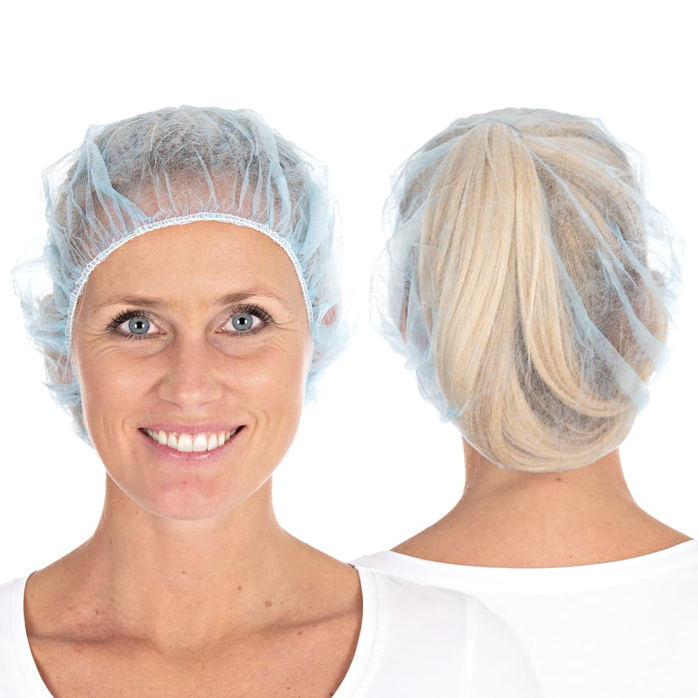 FRANZ MENSCH 1000 Stück Hygonorm Baretthauben Bettina Light | PP, blau, Einheitsgröße, Ø: 60cm, Beutel, Karton, Baretthauben, OP Kopfhauben, Einweghauben