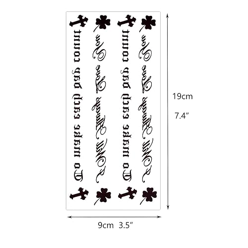 Miniatura 3 de Glaryyears Tatuaje temporal de letras, paquete de 5 tatuajes falsos con palabras, calcomanías realistas de larga duración para muñeca de dedo