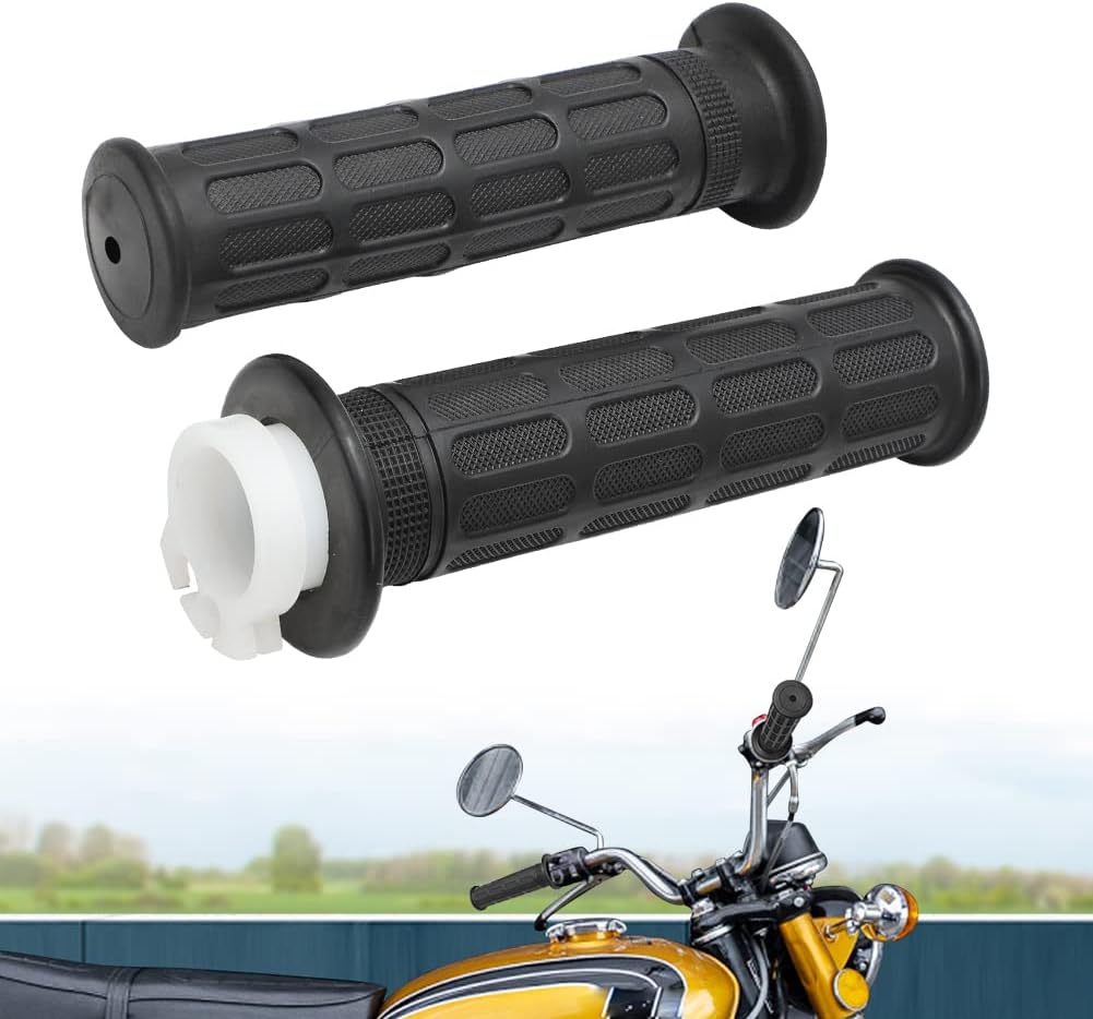 Alpha Rider 7/8" Handlebar Twist Grip Throttle Sleeve Tube for Honda CB350 CB 360 450 500 550 650 750 GL1000, 22mm Non-Slip-Rubber Handlebar Grips for Motorcycles Replaces 53141-300-010