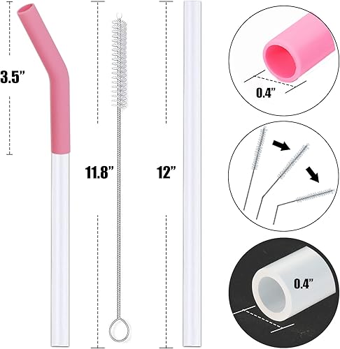 Miniatura 2 de Greant 8 popotes de plástico para vasos Stanley de 40 onzas, popotes de 12 pulgadas para taza Stanley, vienen con 4 toppers de tubo y 2 cepillos,