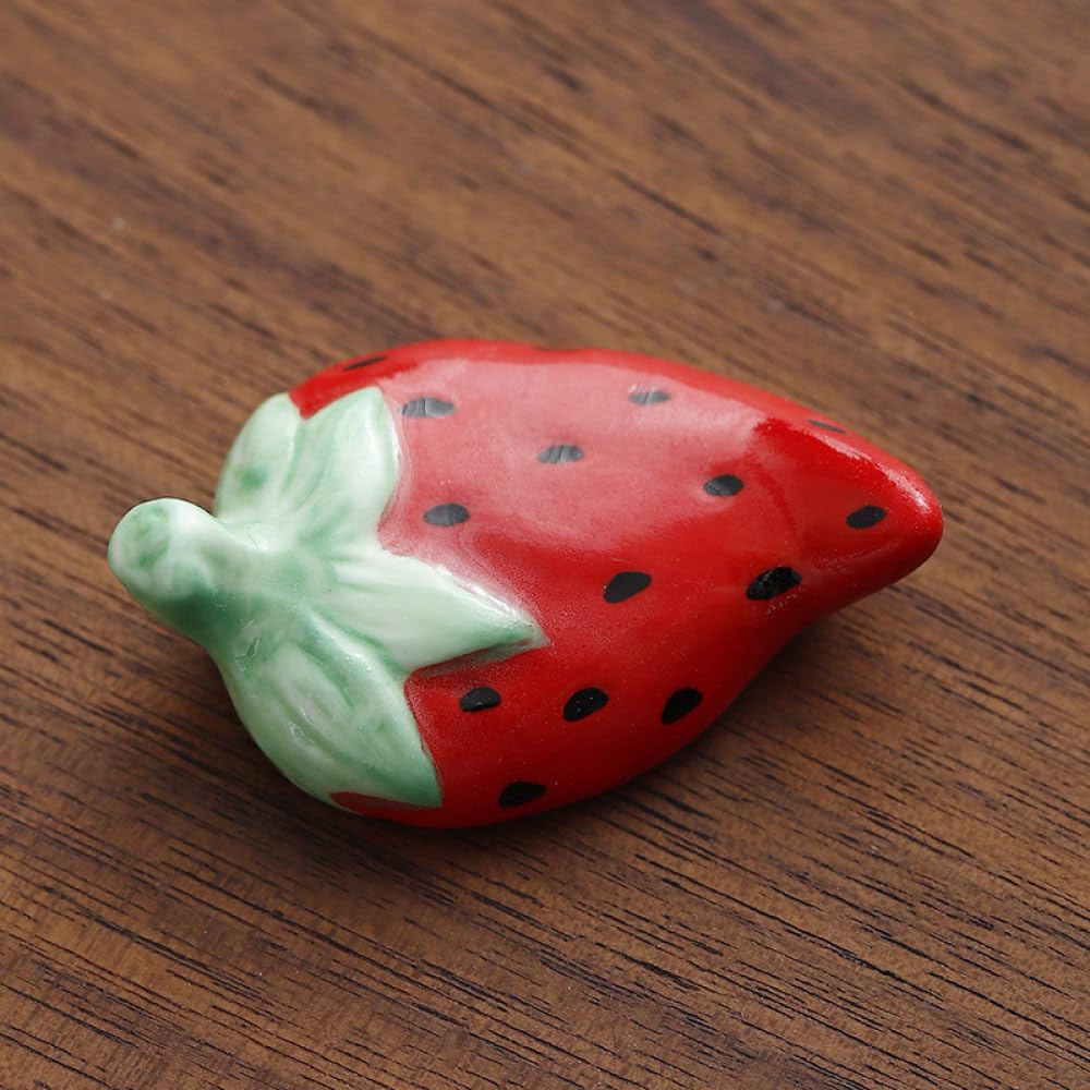 qbodp 4 Pcs Red Strawberry Chopstick Rests Ceramic Chopsticks Holder for Spoon Fork Chopsticks Home Dining Table Decor Crafts Ornaments