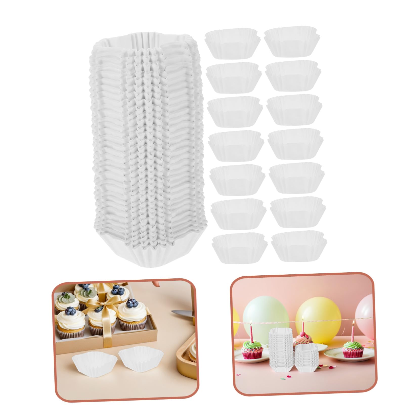 OUNONA 3000 Piezas Unidades Moldes Cuadrados para Mini Cupcakes Papel Apto para Alimentos Antiadherente para Muffins Pasteles y Mooncakes Cocina y Repostería